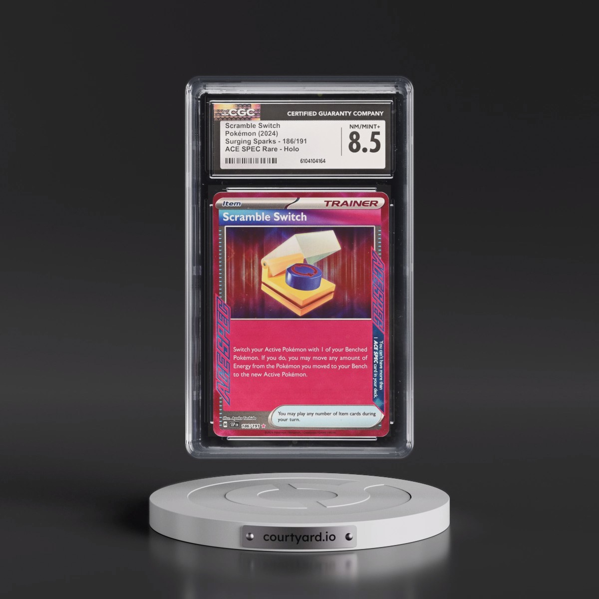 2024 Surging Sparks - SSP EN #186/191 Scramble Switch - ACE SPEC Rare Holo (CGC 8.5 NM-MT+)