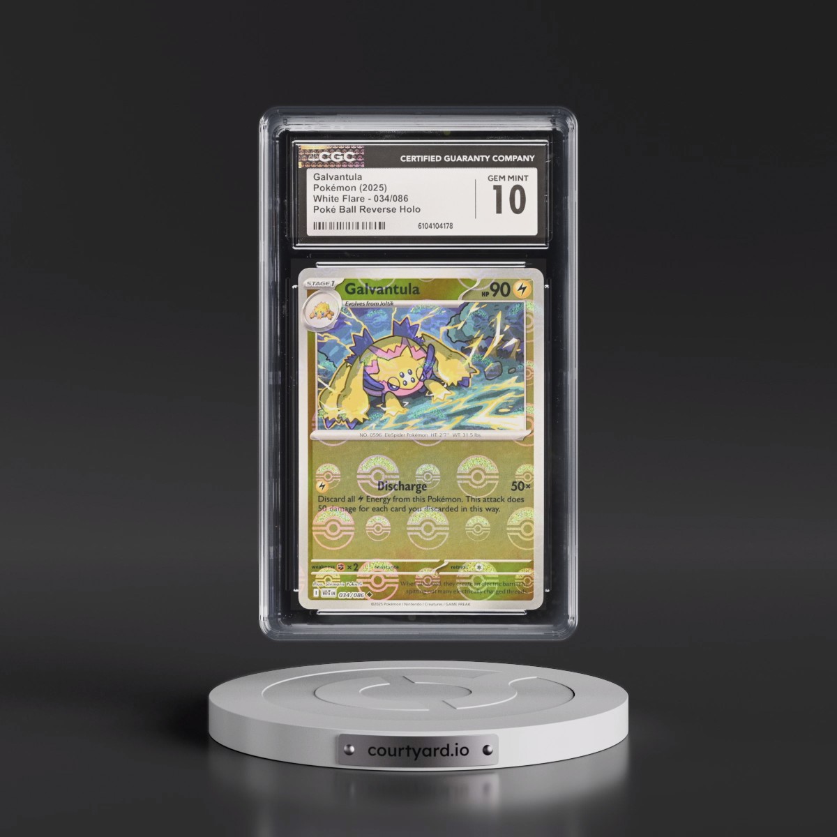 2025 White Flare - WHT EN Galvantula - Reverse Holo Poké Ball #034/086 CGC 10