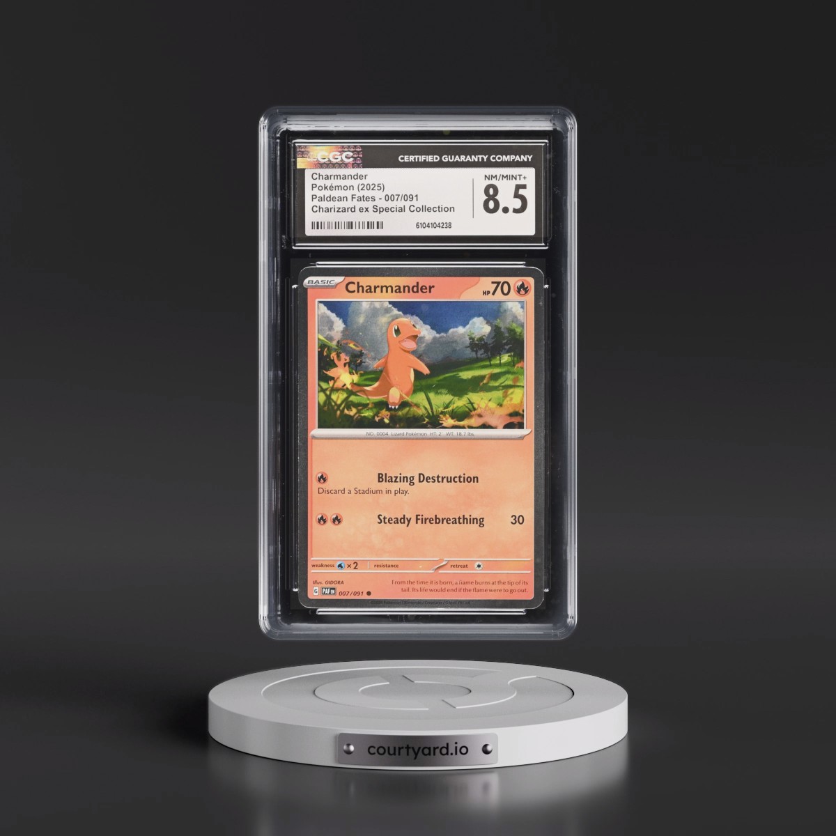 2024 Paldean Fates - PAF EN #007/091 Charmander - Charizard ex Special Collection (Cosmos Holo) (CGC 8.5 NM-MT+)
