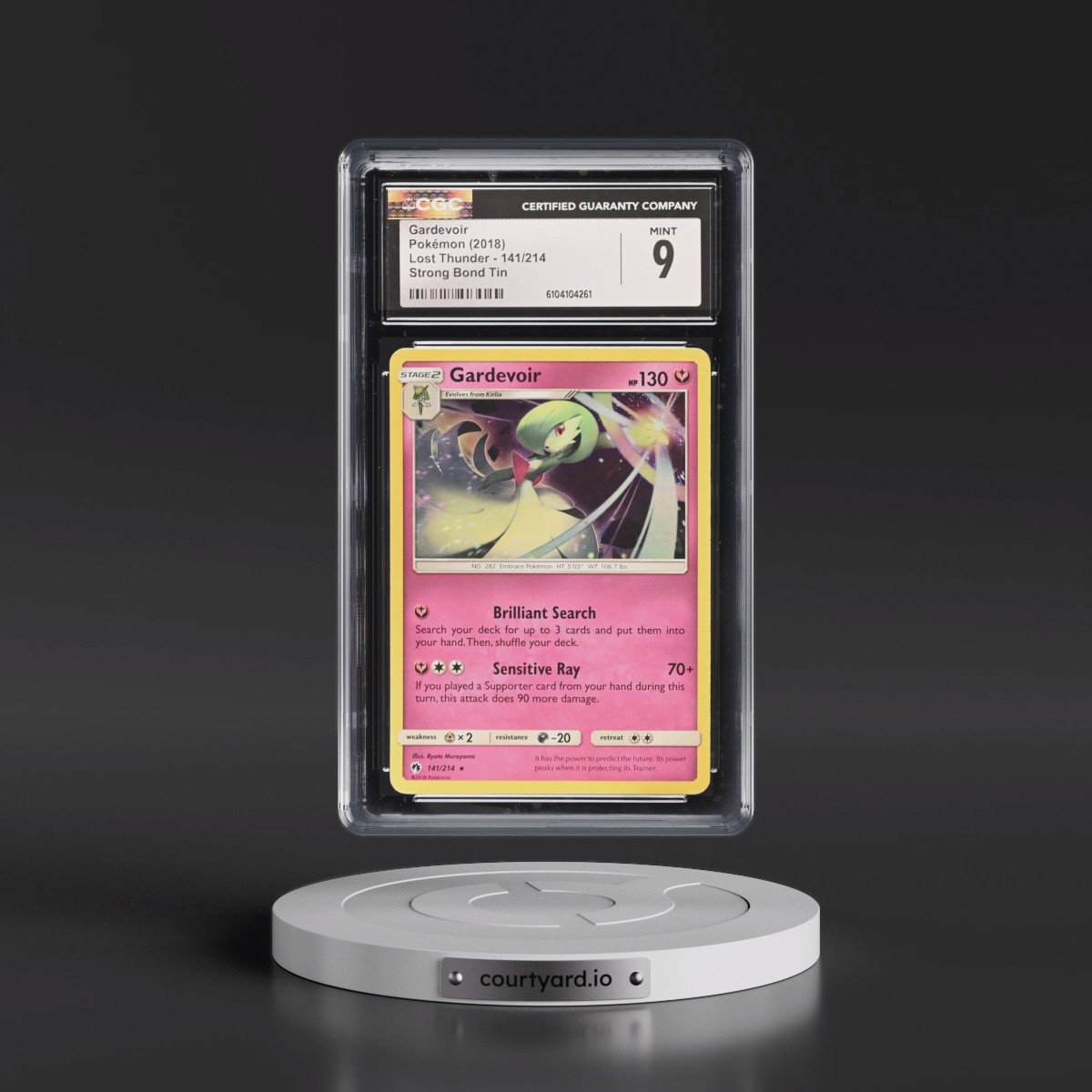 2018 Lost Thunder #141/214 Gardevoir - Strong Bond Tin (Cosmos Holo) (CGC 9 MINT)