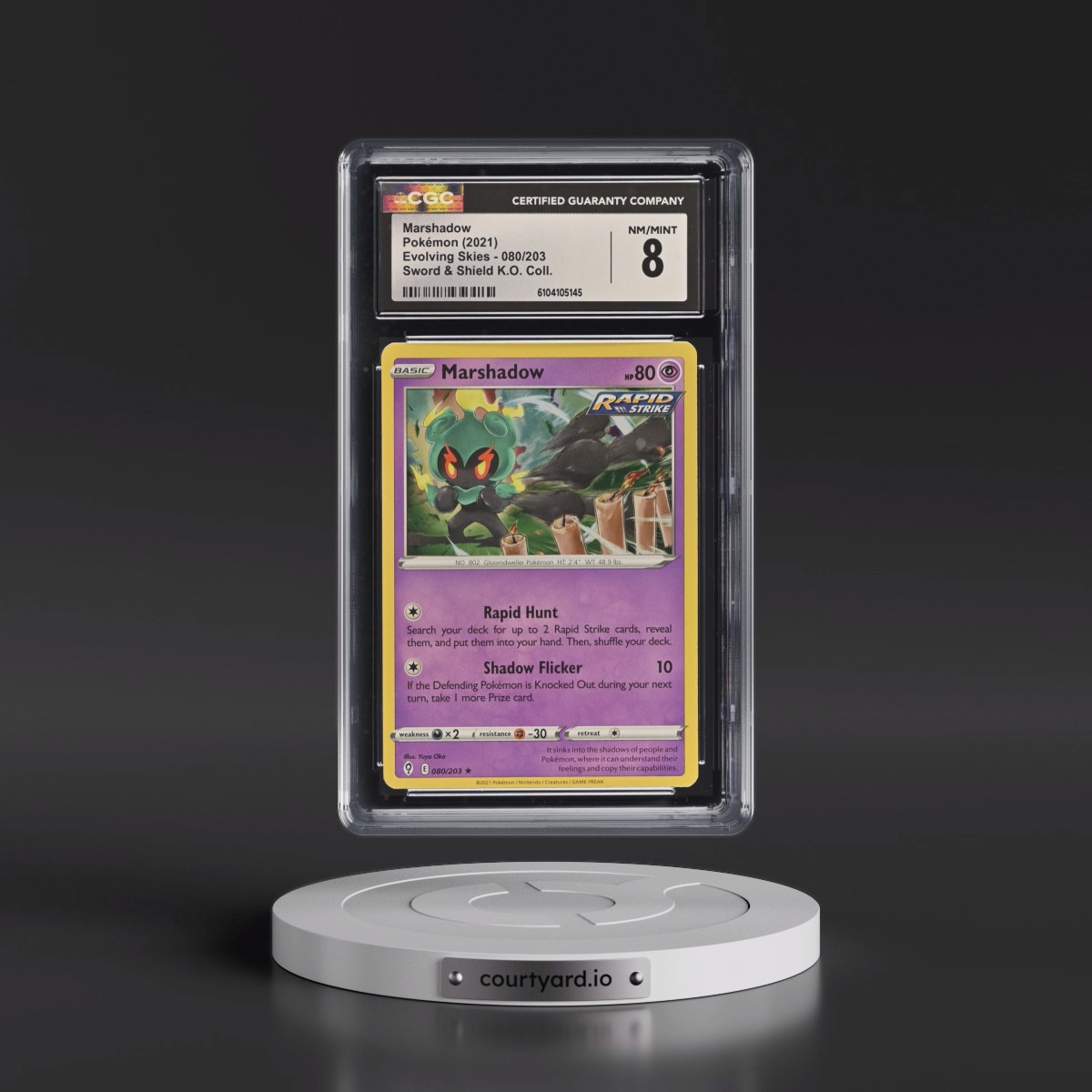 2021 Evolving Skies #080/203 Marshadow - Sword & Shield Knock Out Collection (Cosmos Holo) (CGC 8 NM-MT)