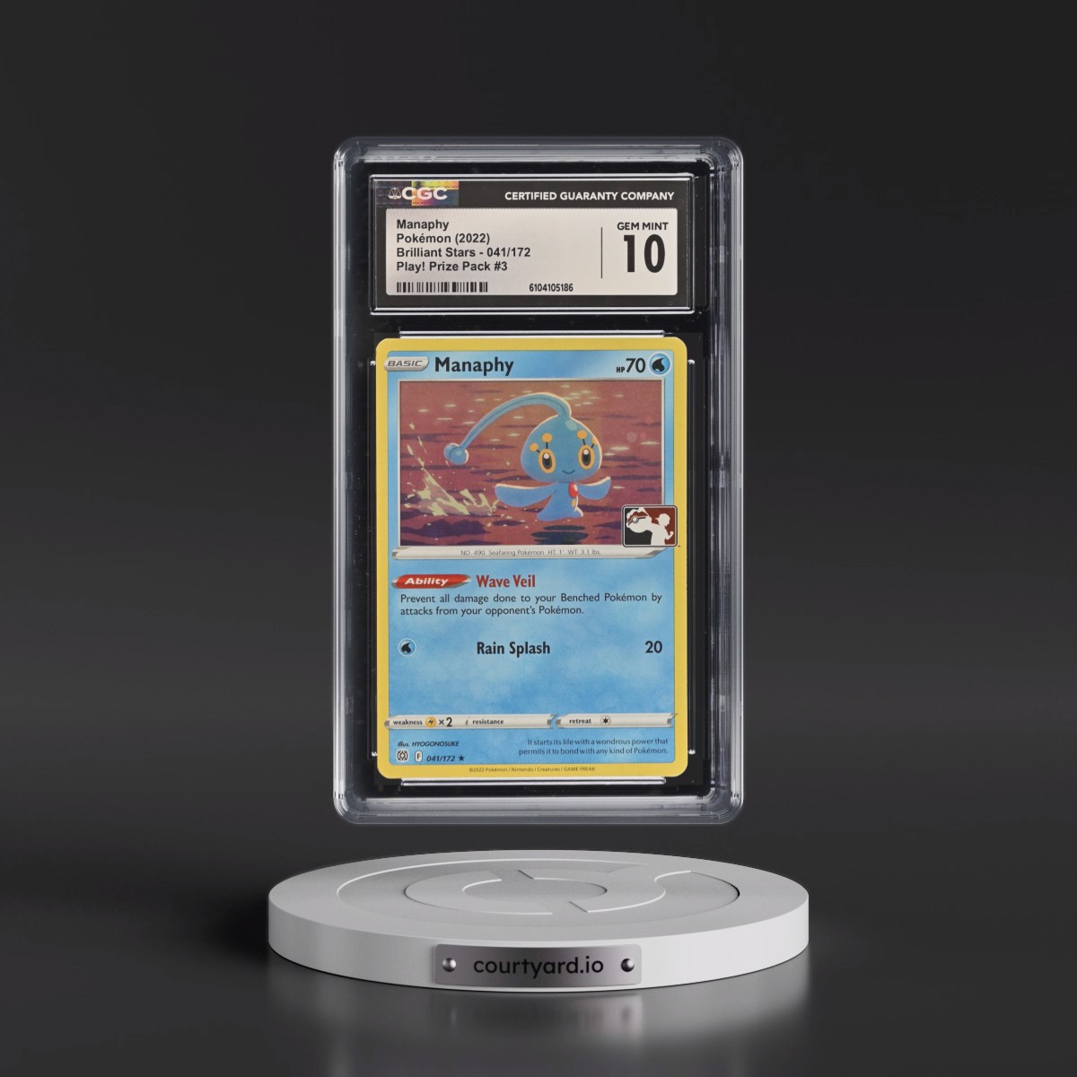 2022 Brilliant Stars #041/172 Manaphy - Play! Pokémon Prize Pack #3 Cosmos Holo (Holo) (CGC 10 GEM MINT)