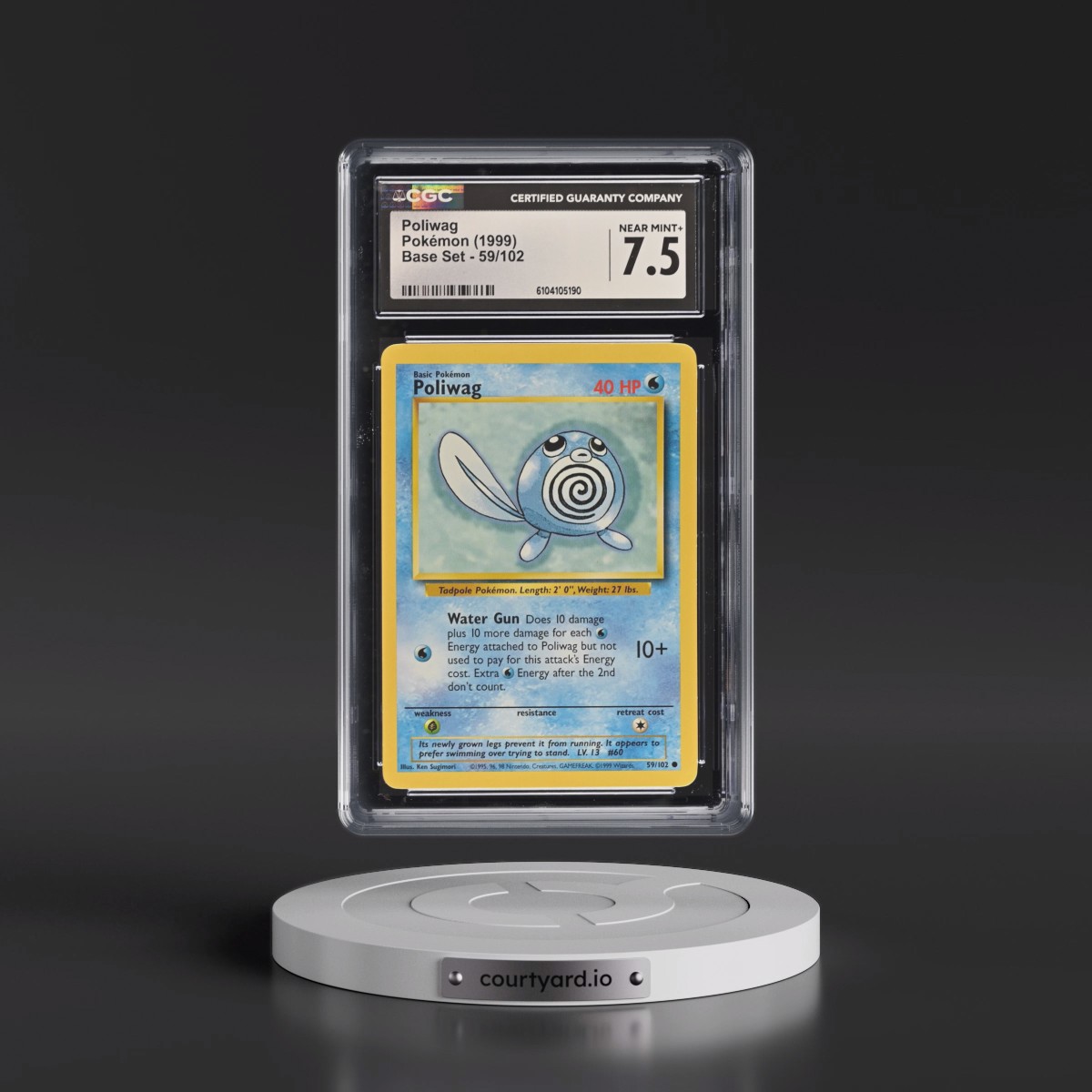 1999 Base Set #59/102 Poliwag (CGC 7.5 NM+)