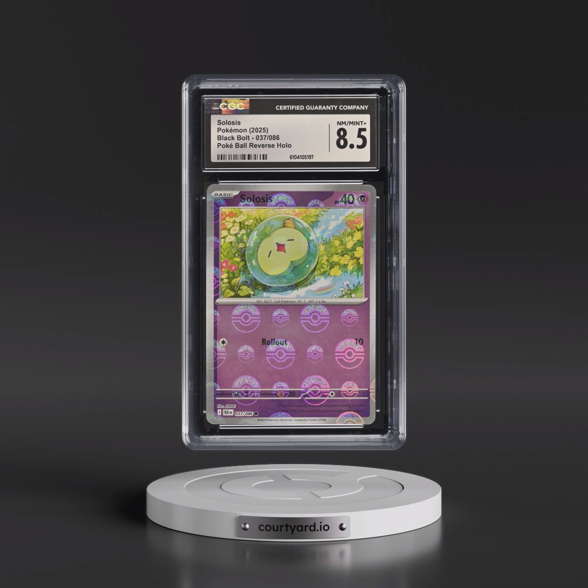 2025 Black Bolt - BLK EN #037/086 Solosis - Reverse Holo Poké Ball (CGC 8.5 NM-MT+)