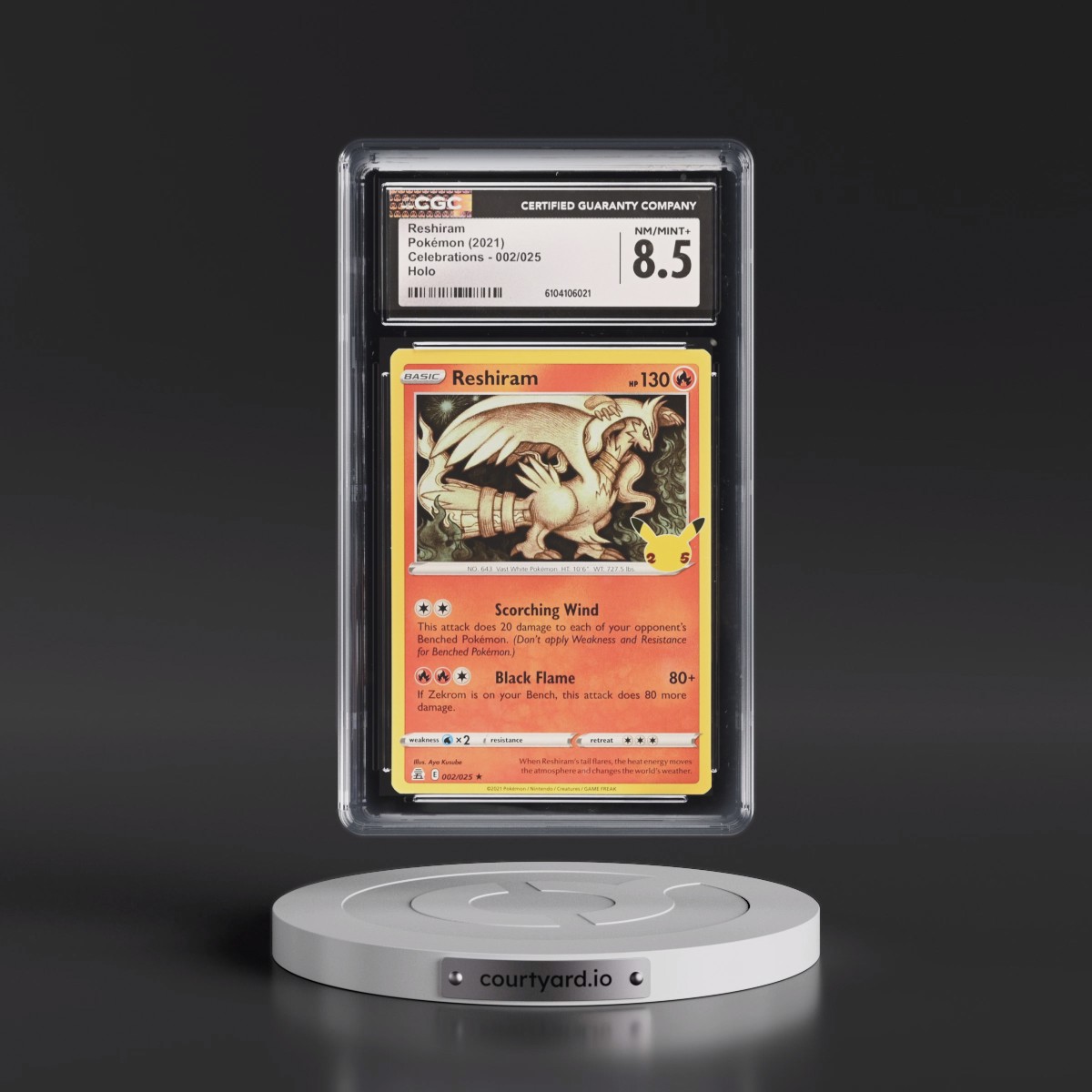 2021 Celebrations #002/025 Reshiram - Holo (CGC 8.5 NM-MT+)