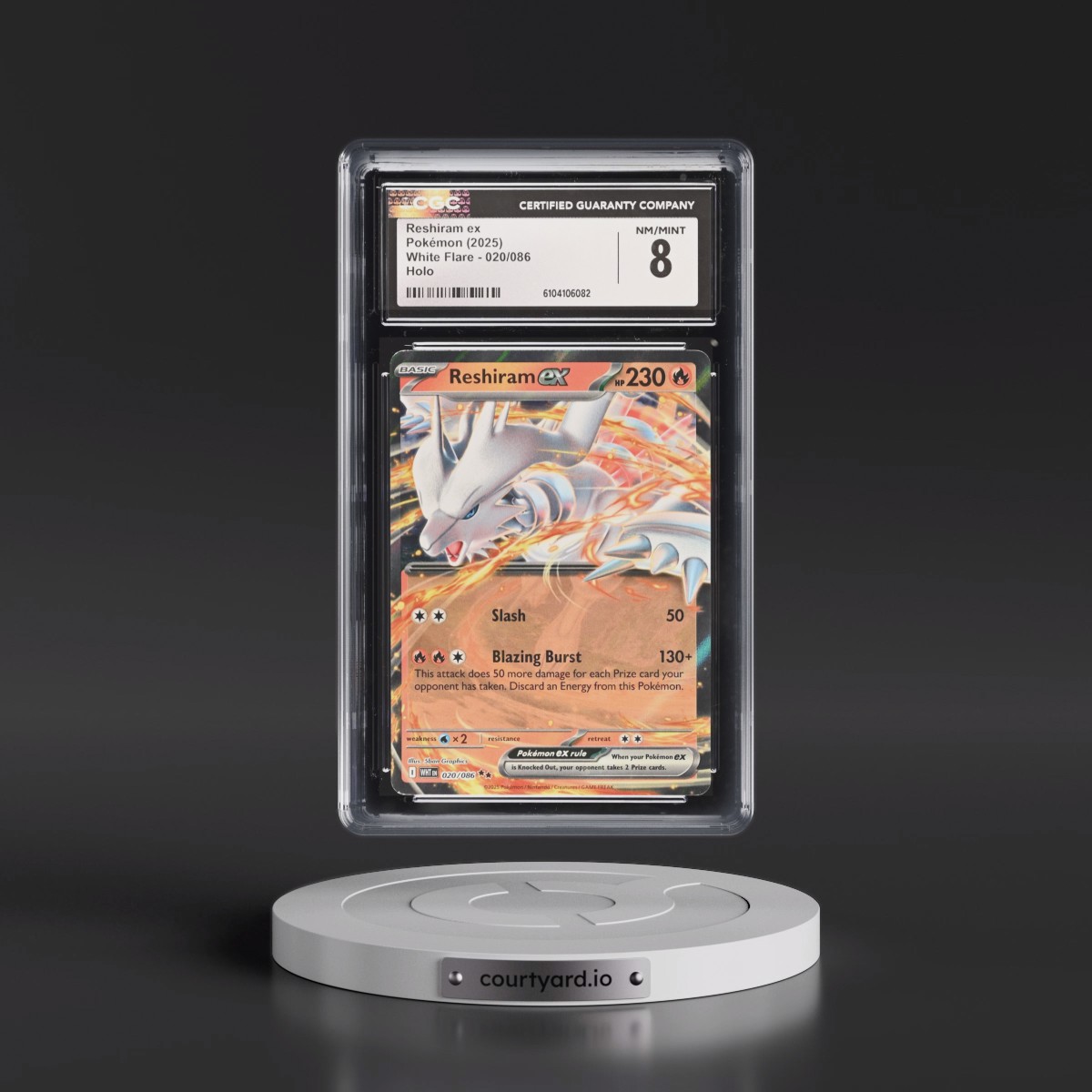 2025 White Flare - WHT EN #020/086 Reshiram ex - Holo (CGC 8 NM-MT)