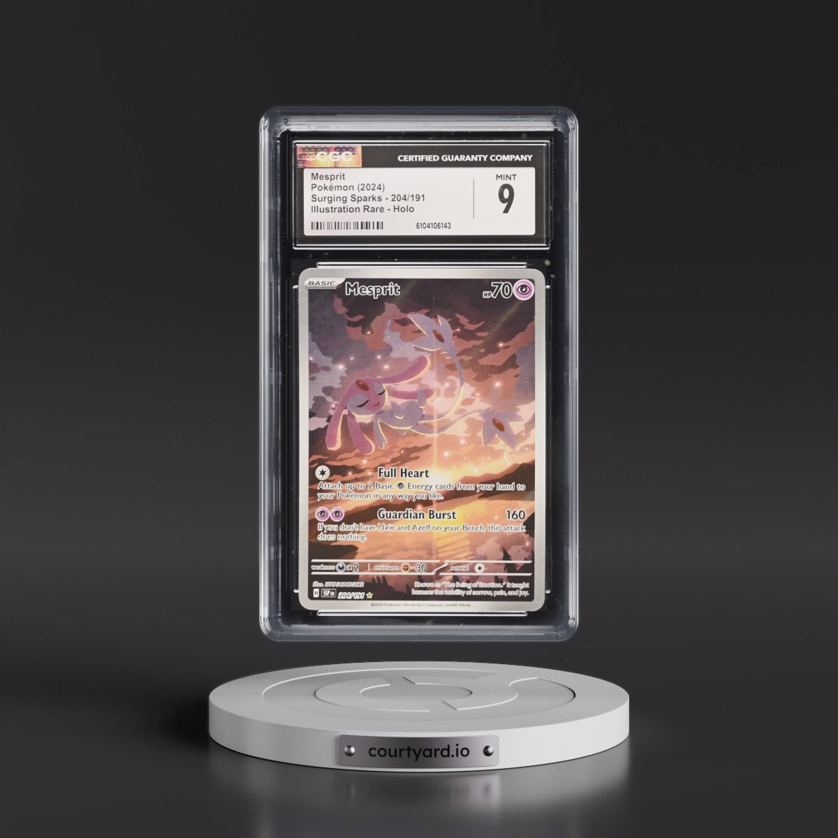 2024 Pokémon Ssp EN-Surging Sparks #204 Mesprit - Illustration Rare (CGC 9 MINT)