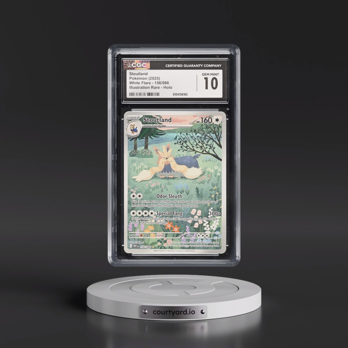 2025 White Flare - WHT EN #156/086 Stoutland - Illustration Rare Holo (CGC 10 GEM MINT)