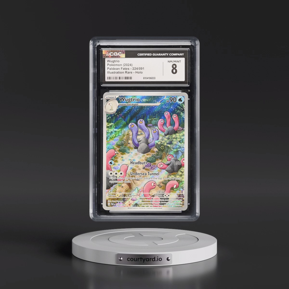 2024 Pokémon Paf EN-Paldean Fates #224 Wugtrio - Illustration Rare (CGC 8 NM-MT)