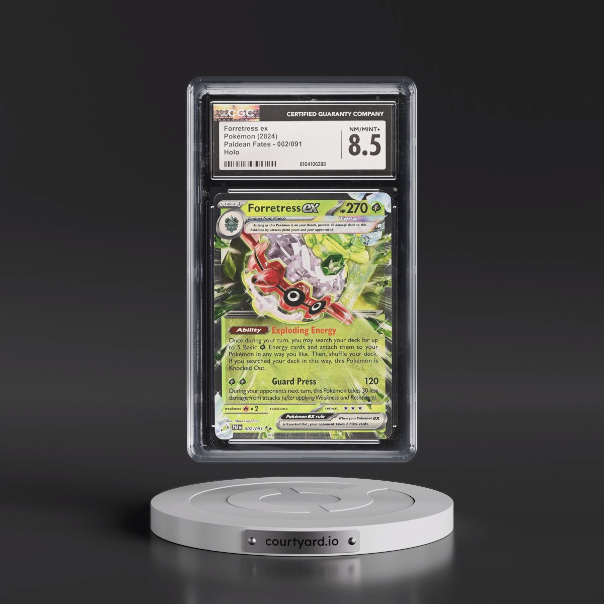 2024 Paldean Fates - PAF EN #002/091 Forretress ex - Holo (CGC 8.5 NM-MT+)