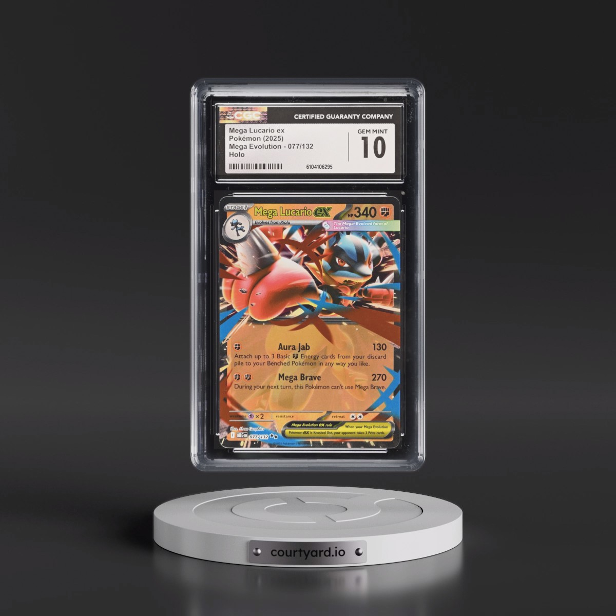 2025 Pokémon Meg EN-Mega Evolution #077 Mega Lucario EX - Holo (CGC 10 GEM MINT)
