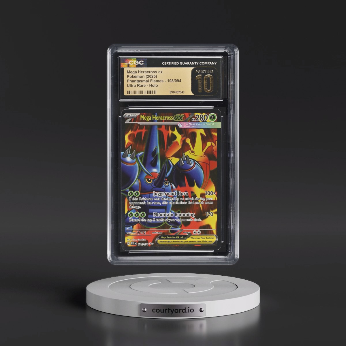 2025 Phantasmal Flames - PFL EN #108/094 Mega Heracross ex - Ultra Rare Holo (CGC 10 PRISTINE)