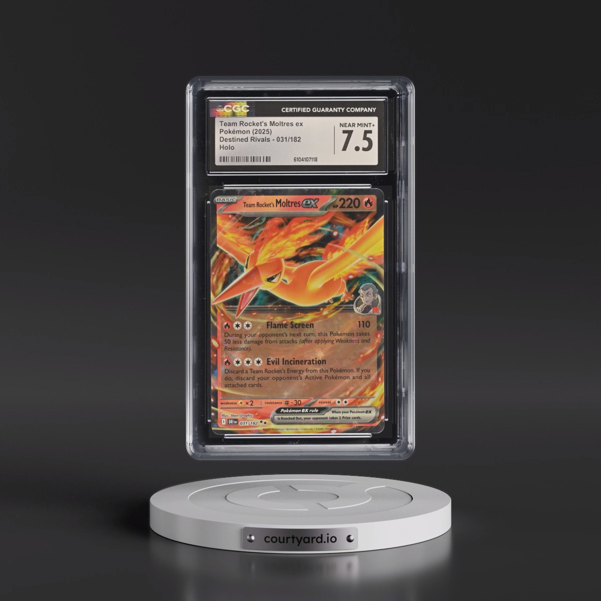 2025 Pokémon Dri EN-Destined Rivals #031 Team Rocket's Moltres EX - Holo (CGC 7.5 NM+)