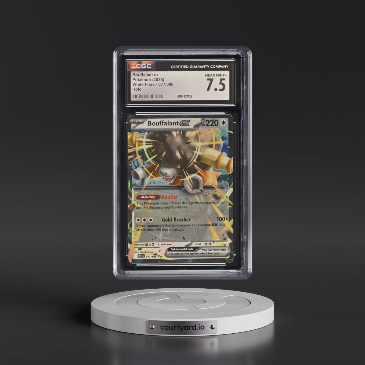 2025 Pokémon Wht EN-White Flare #077 Bouffalant EX - Holo (CGC 7.5 NM+)