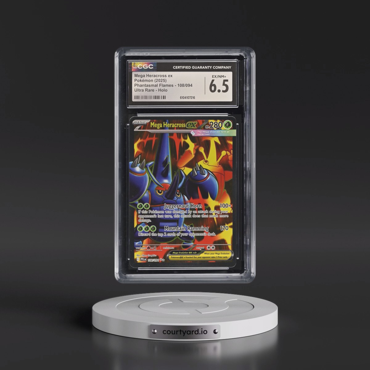 2025 Phantasmal Flames - PFL EN #108/094 Mega Heracross ex - Ultra Rare Holo (CGC 6.5 EX-NM+)