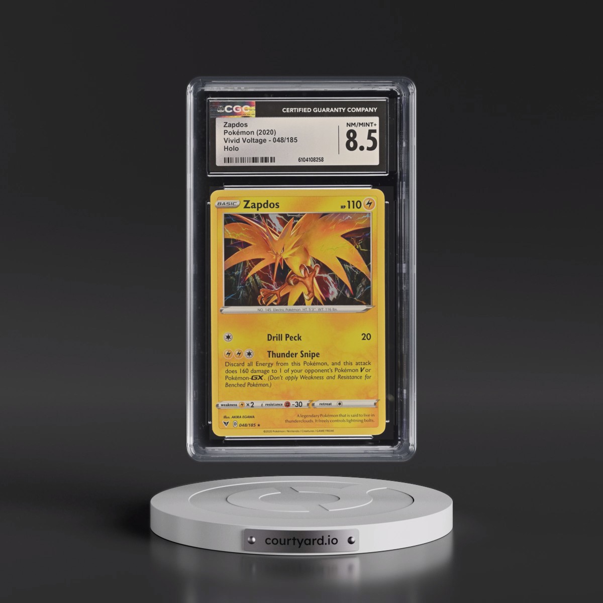 2020 Vivid Voltage #048/185 Zapdos - Holo (CGC 8.5 NM-MT+)