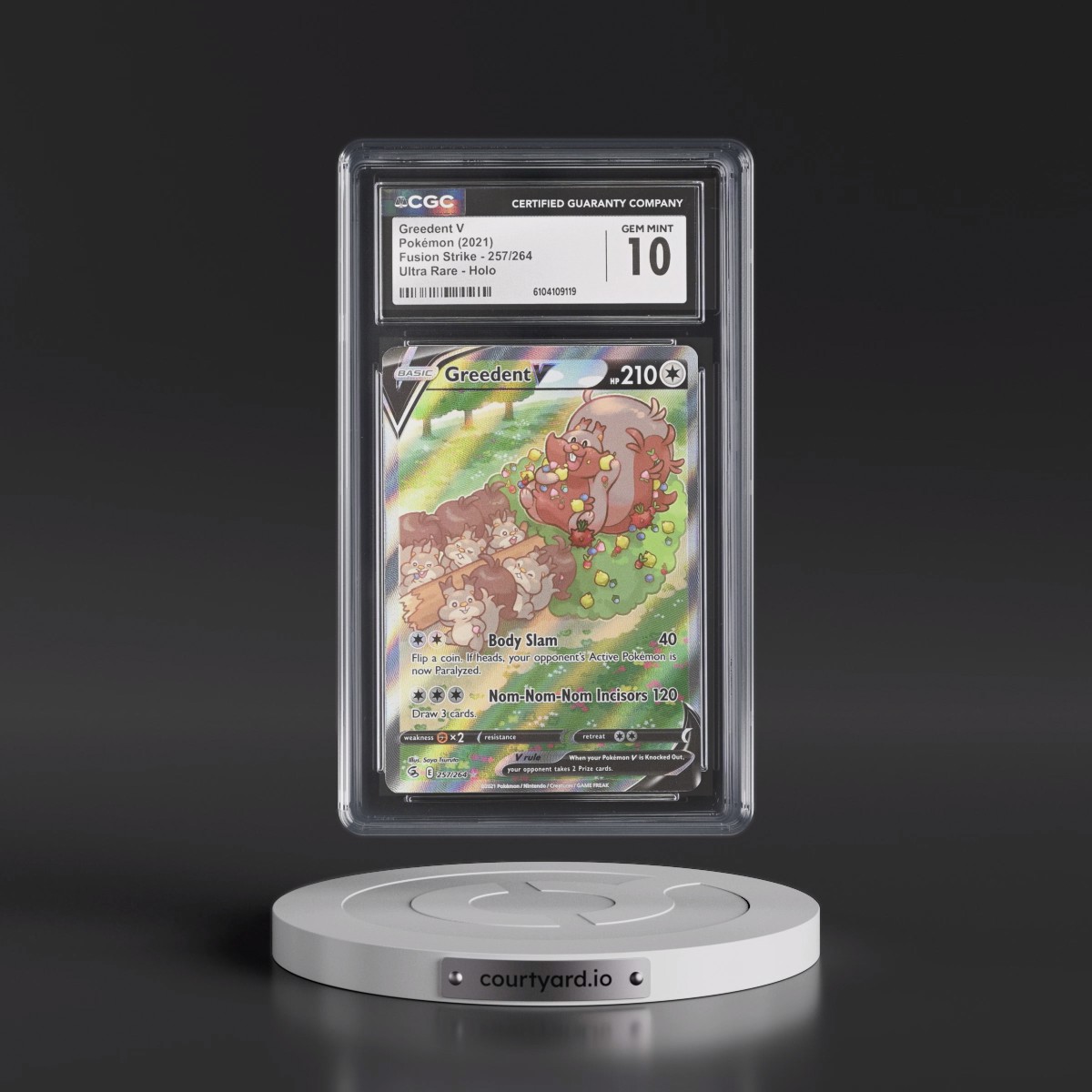 2019 Fusion Strike Greedent V - Ultra Rare Holo #257/264 CGC 10