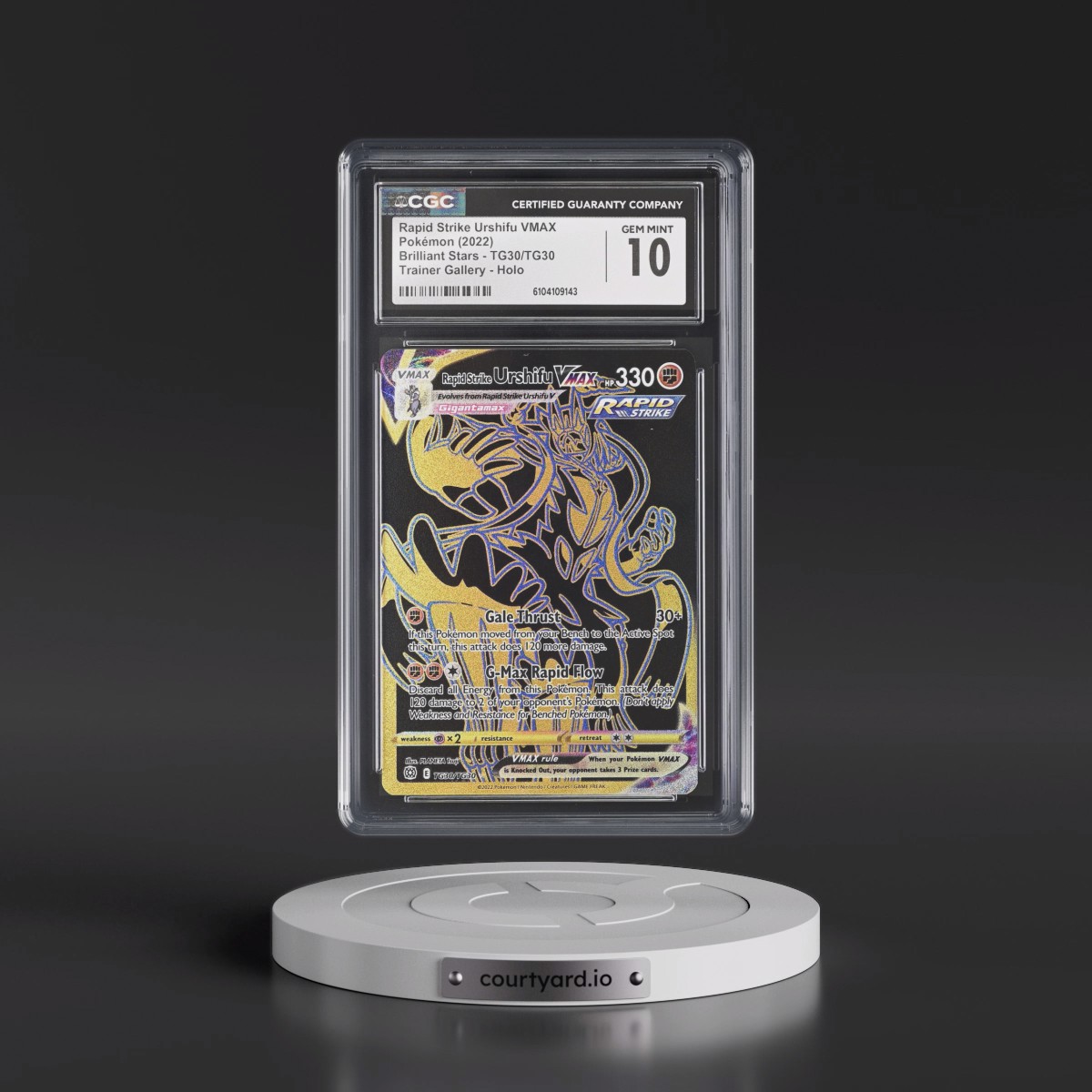 2022 Brilliant Stars #TG30/TG30 Rapid Strike Urshifu VMAX - Trainer Gallery Holo (CGC 10 GEM MINT)