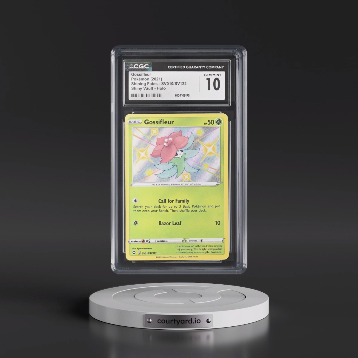 2021 Shining Fates #SV010/SV122 Gossifleur - Shiny Vault Holo (CGC 10 GEM MINT)