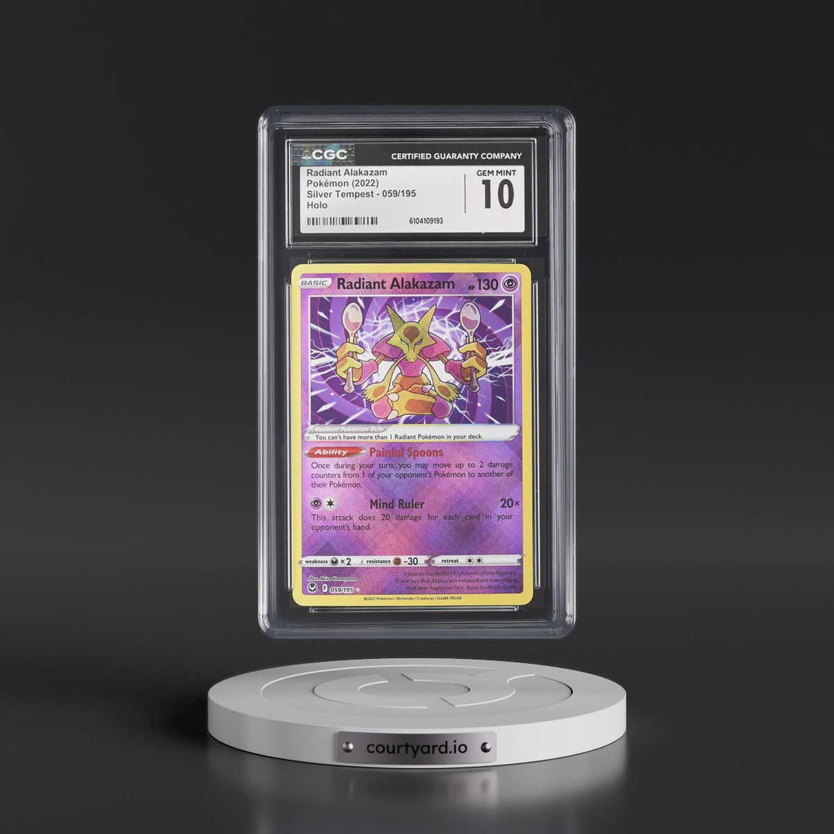 2022 Silver Tempest #059/195 Radiant Alakazam - Holo (CGC 10 GEM MINT)