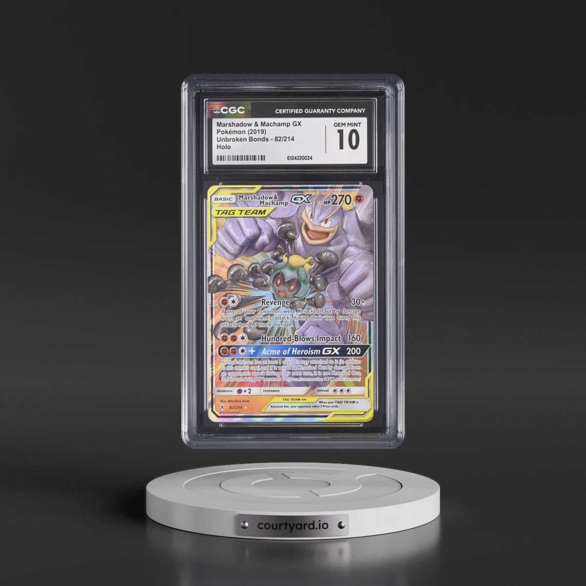 2019 Unbroken Bonds #82/214 Marshadow &amp; Machamp GX - Holo (CGC 10 GEM MINT)