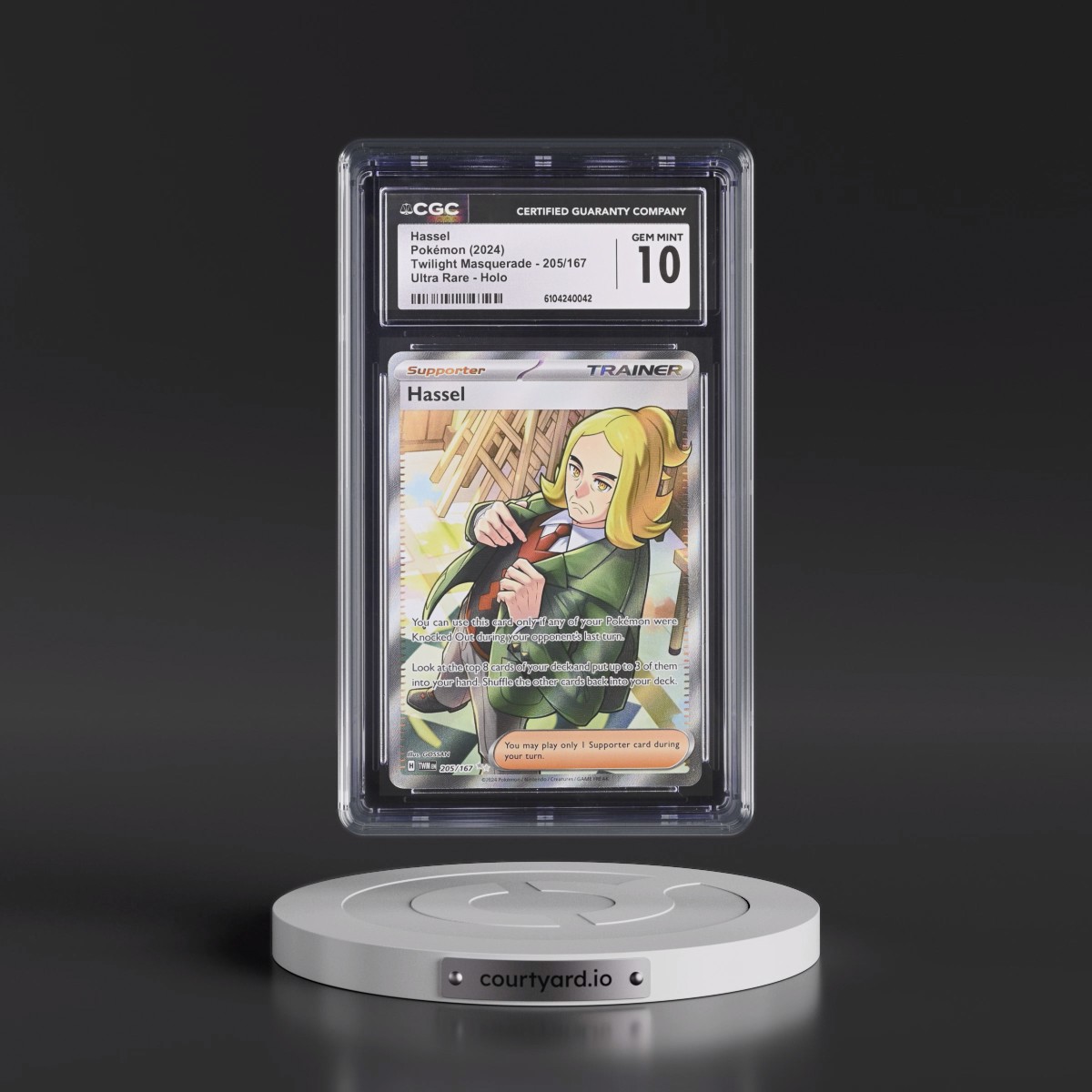 2024 Twilight Masquerade - TWM EN #205/167 Hassel - Ultra Rare Holo (CGC 10 GEM MINT)