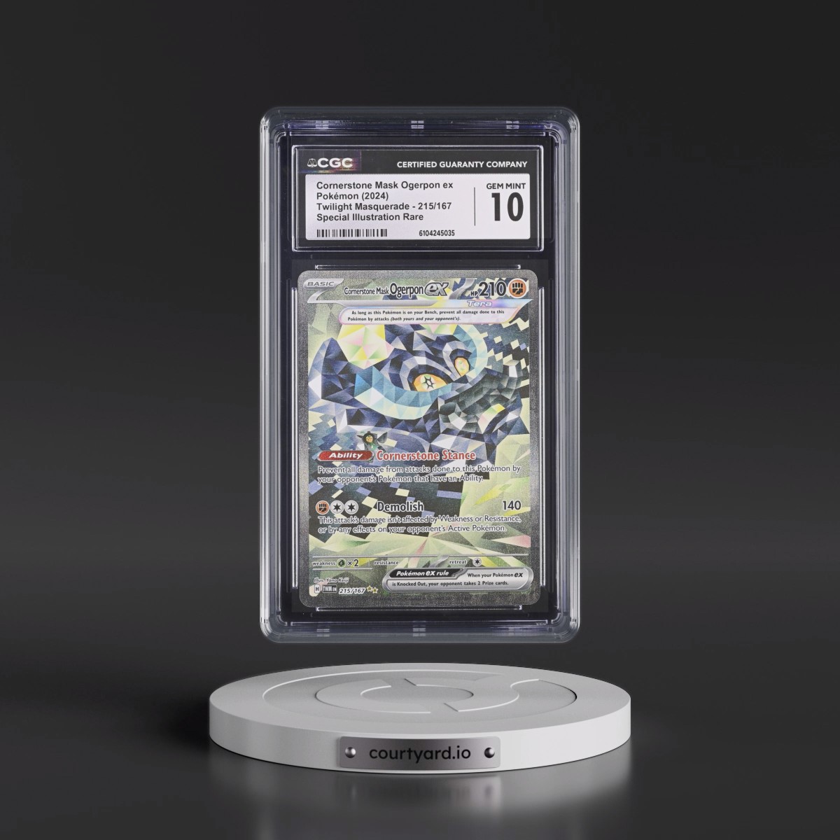 2024 Twilight Masquerade - TWM EN #215/167 Cornerstone Mask Ogerpon ex - Special Illustration Rare (Holo) (CGC 10 GEM MINT)