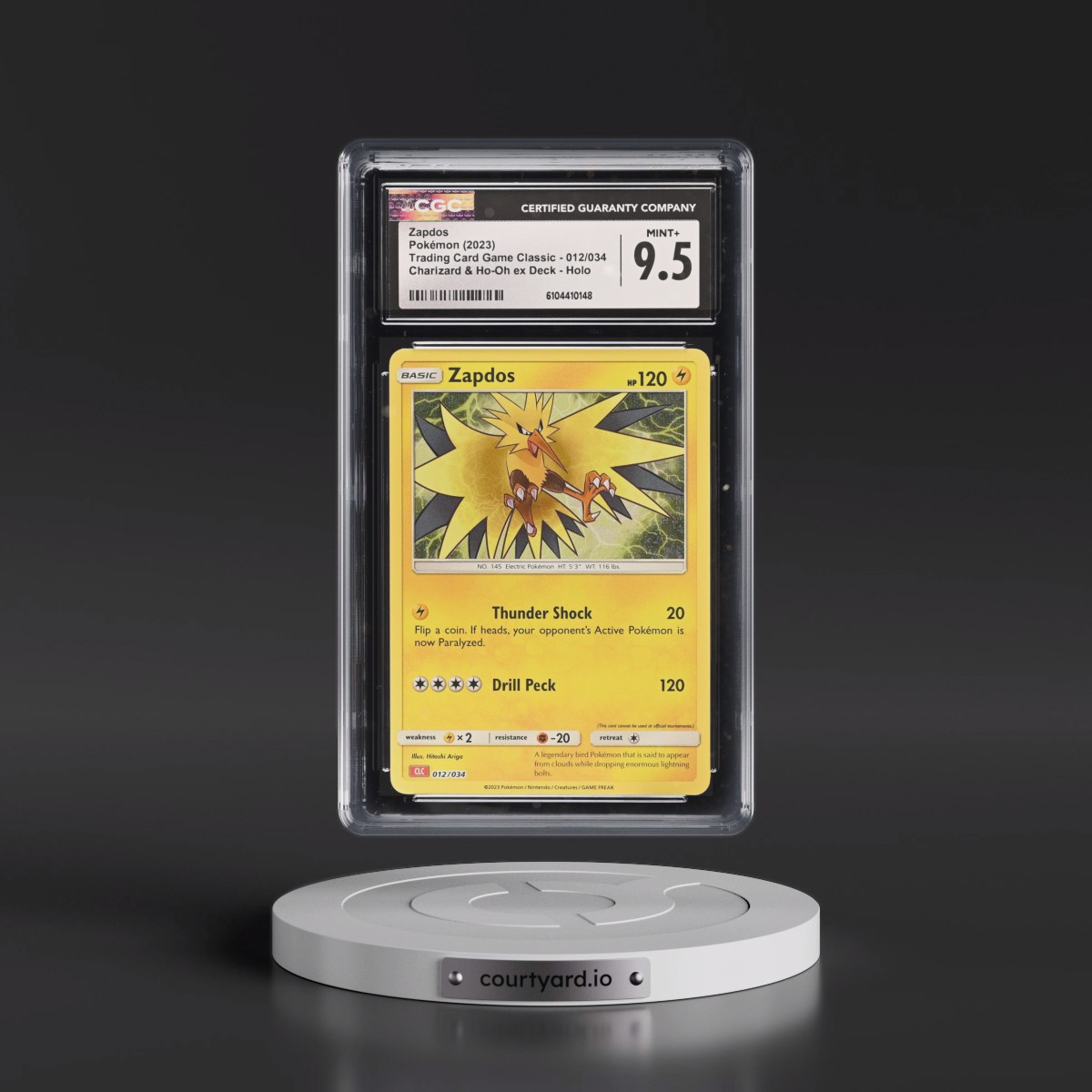 2023 Trading Card Game Classic - CLV, CLC, CLB #012/034 Zapdos - Charizard & Ho-Oh ex Deck - CLC Holo (CGC 9.5 MINT+)