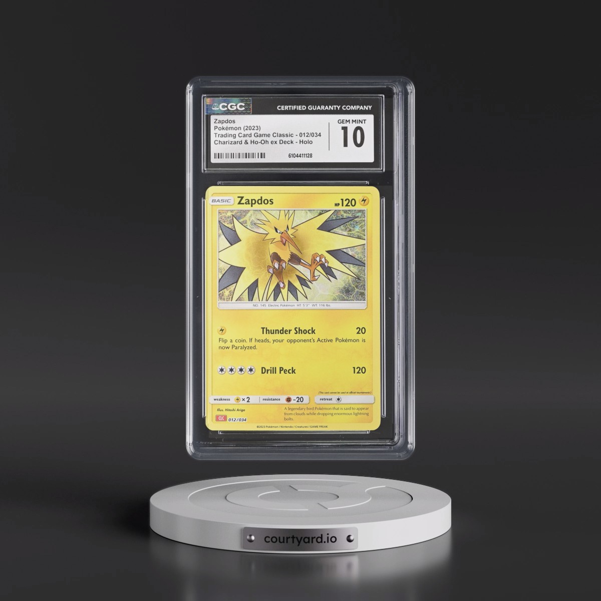 2023 Trading Card Game Classic - CLV, CLC, CLB #012/034 Zapdos - Charizard & Ho-Oh ex Deck - CLC Holo (CGC 10 GEM MINT)