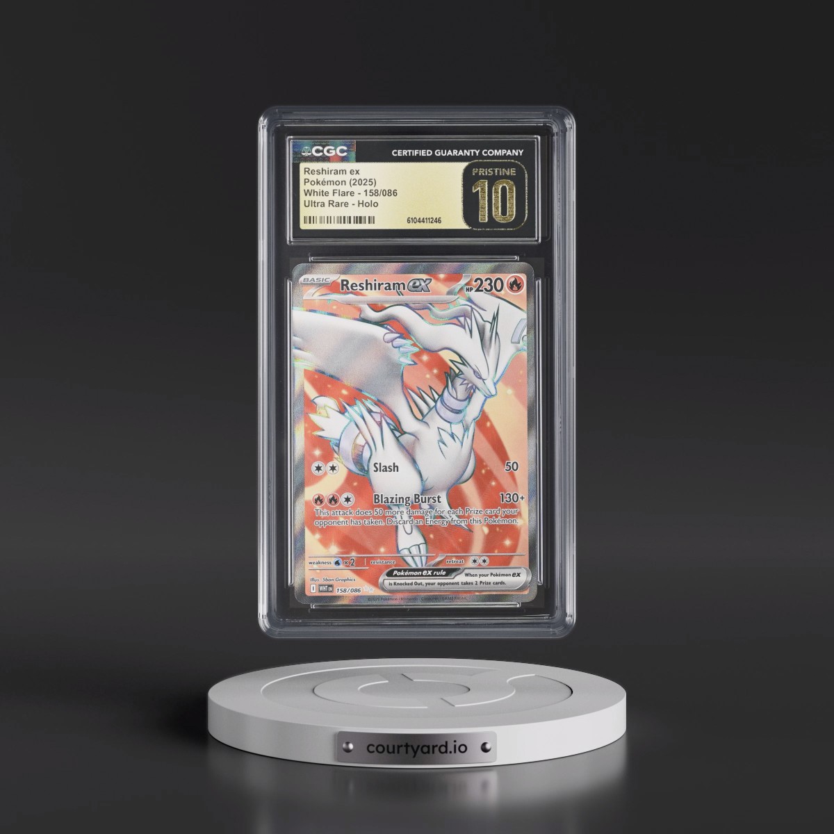 2025 White Flare - WHT EN #158/086 Reshiram ex - Ultra Rare Holo (CGC 10 PRISTINE)
