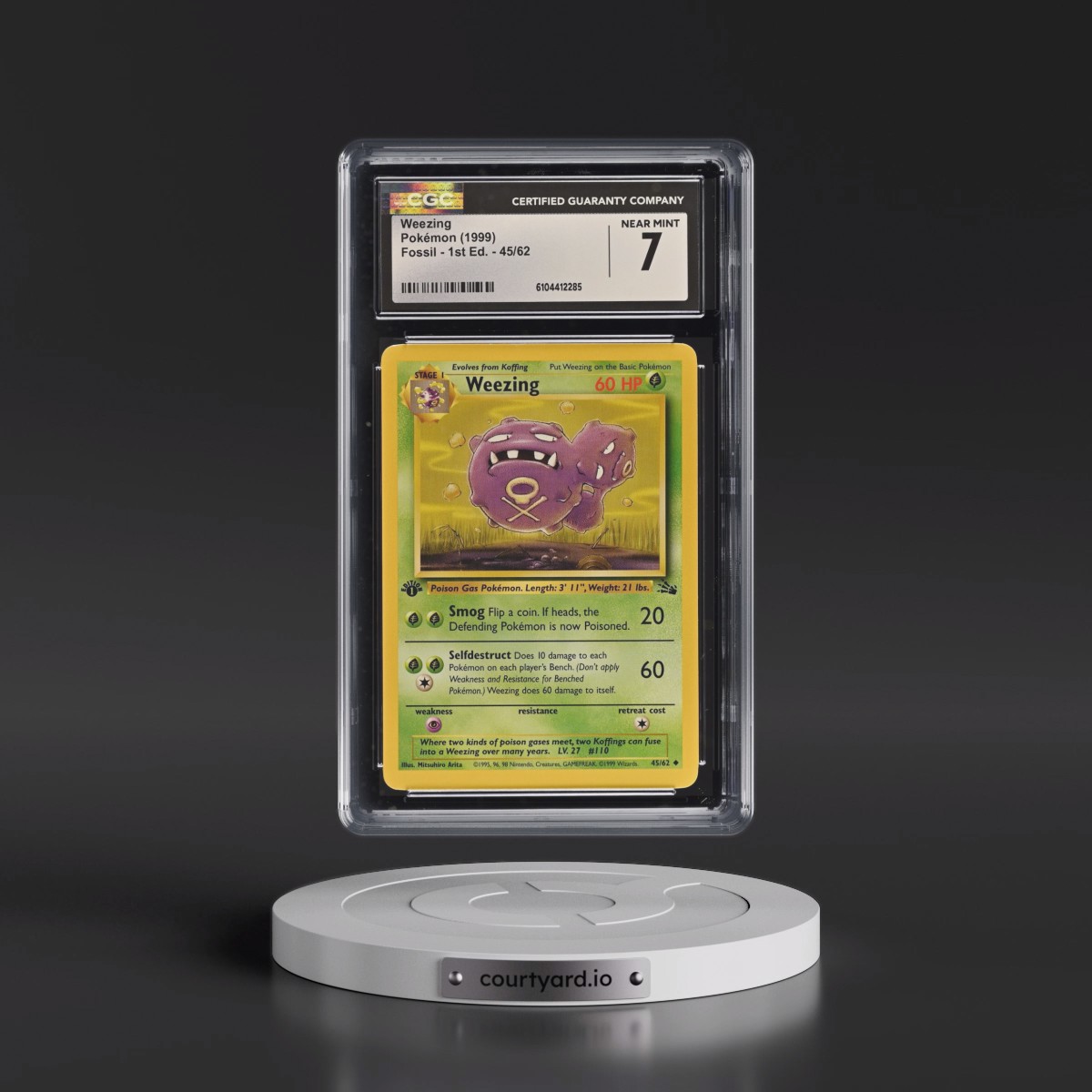 1999 Fossil #45/62 Weezing - 1st Edition 1st Edition (CGC 7 NM)