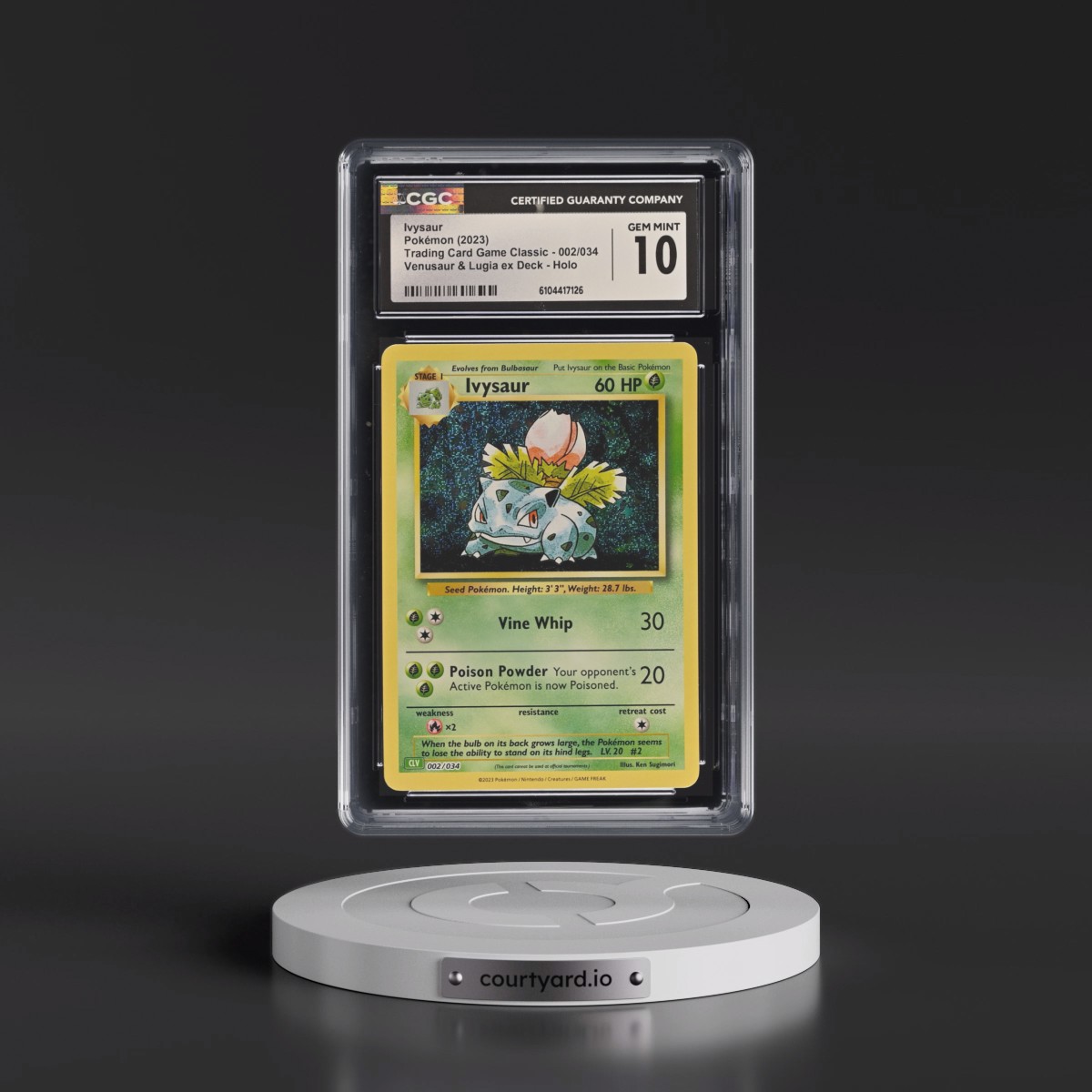 2023 Trading Card Game Classic - CLV, CLC, CLB #002/034 Ivysaur - Venusaur & Lugia ex Deck - CLV Holo (CGC 10 GEM MINT)