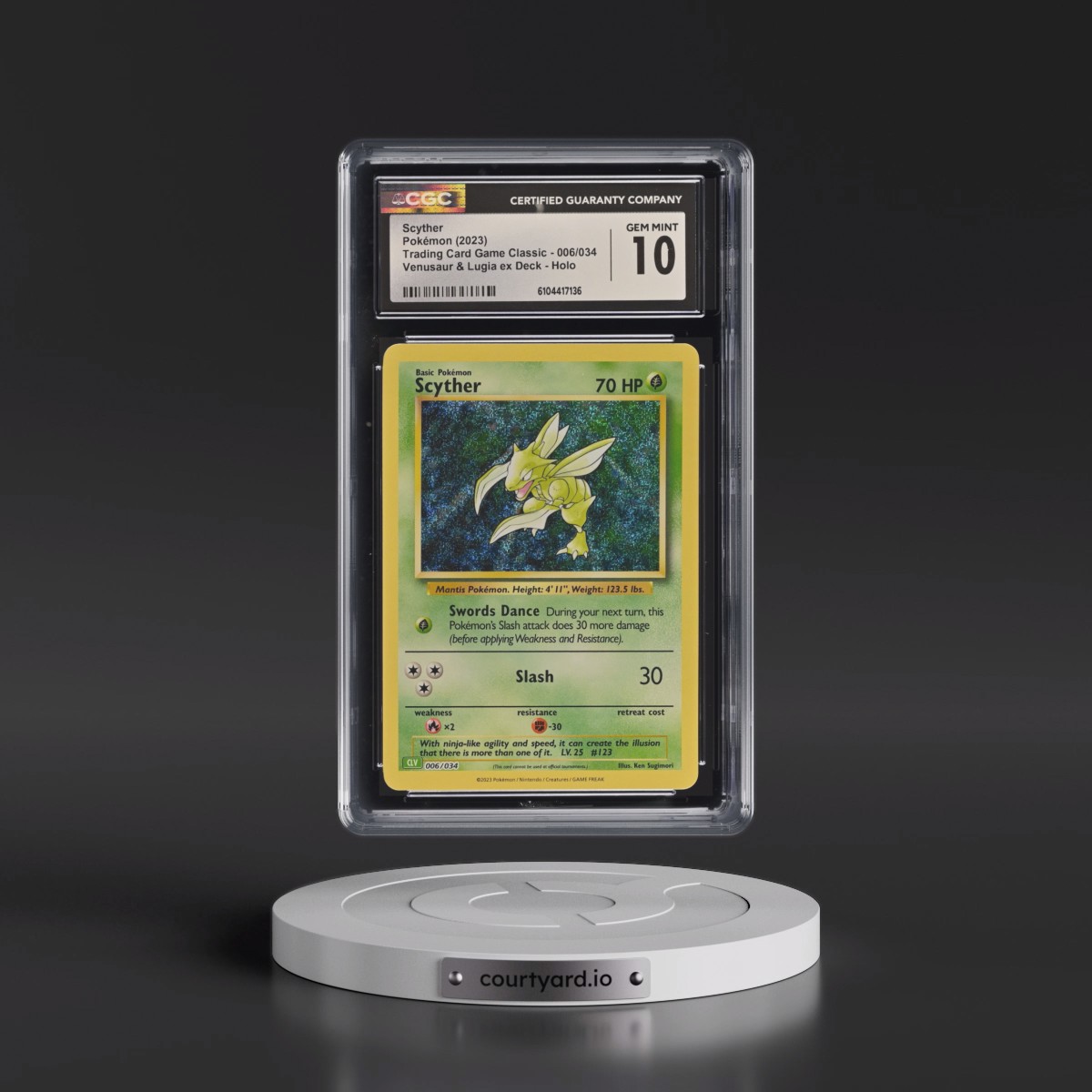 2023 Trading Card Game Classic - CLV, CLC, CLB #006/034 Scyther - Venusaur & Lugia ex Deck - CLV Holo (CGC 10 GEM MINT)