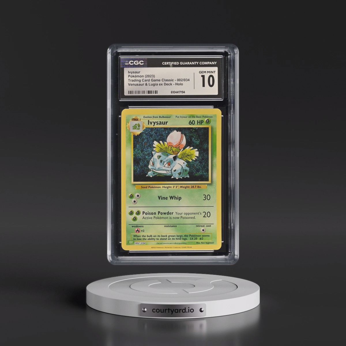 2023 Trading Card Game Classic - CLV, CLC, CLB #002/034 Ivysaur - Venusaur & Lugia ex Deck - CLV Holo (CGC 10 GEM MINT)