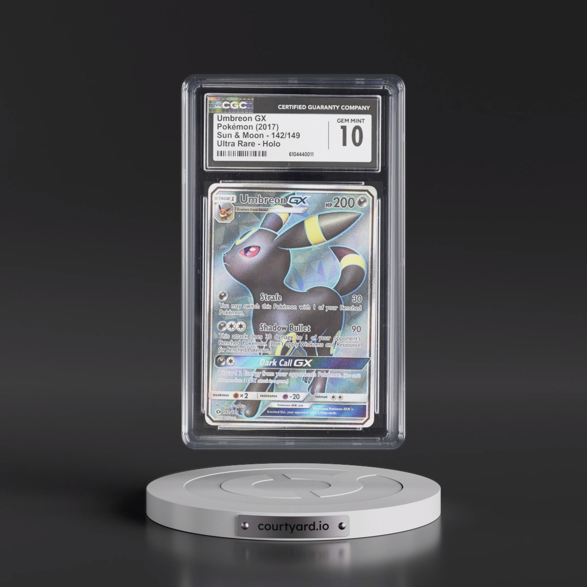 2017 Sun & Moon #142/149 Umbreon GX - Ultra Rare Holo (CGC 10 GEM MINT)