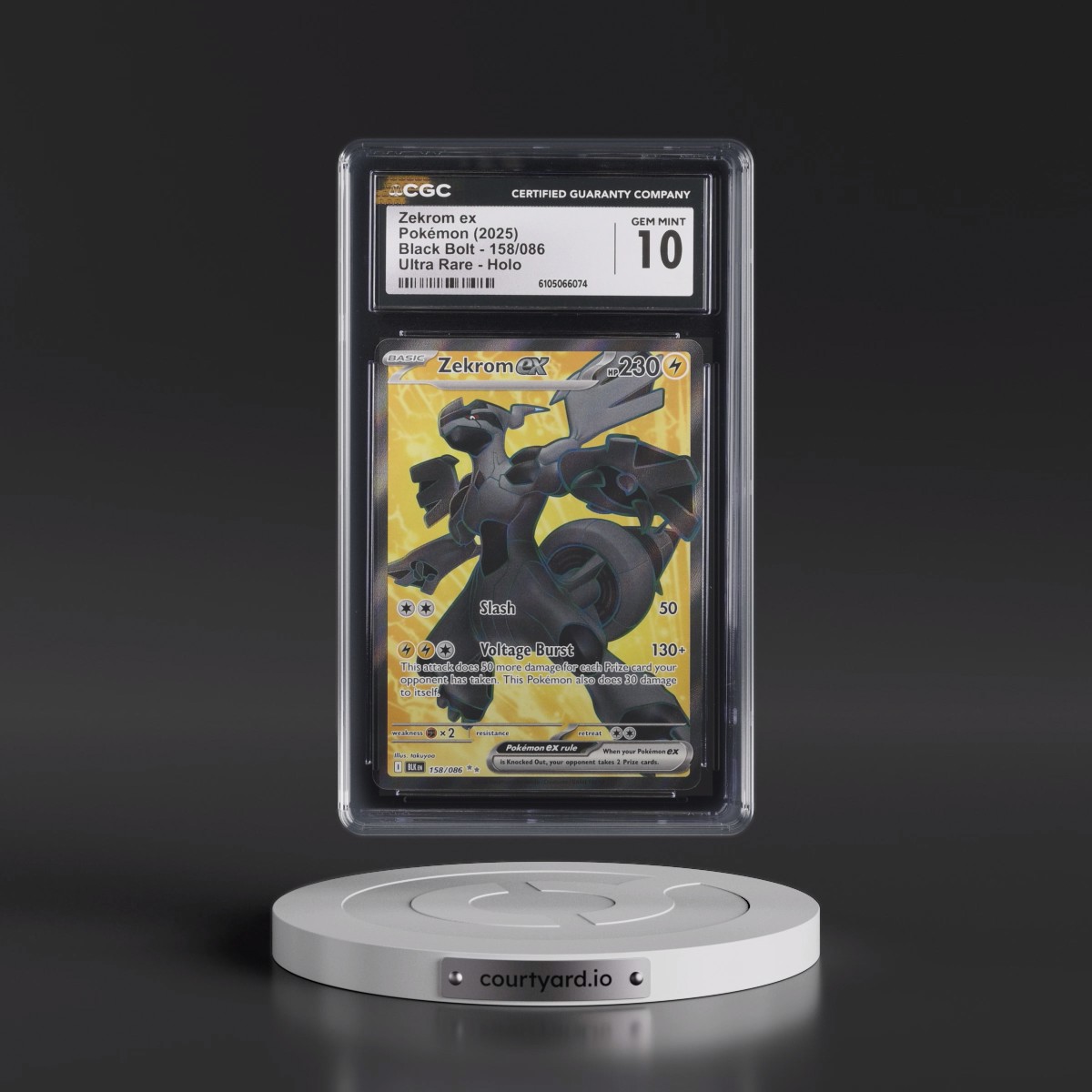 2025 Black Bolt - BLK EN #158/086 Zekrom ex - Ultra Rare Holo (CGC 10 GEM MINT)