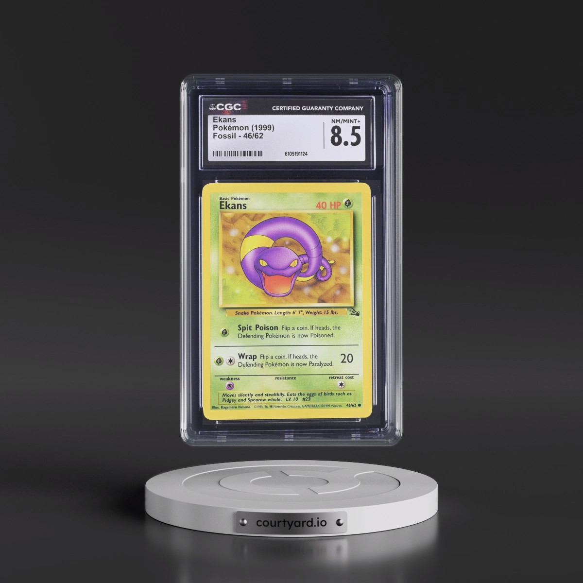 1999 Fossil #46/62 Ekans (CGC 8.5 NM-MT+)