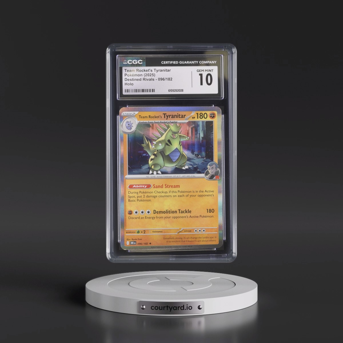 2025 Destined Rivals - DRI EN Team Rocket's Tyranitar - Holo #096/182 CGC 10