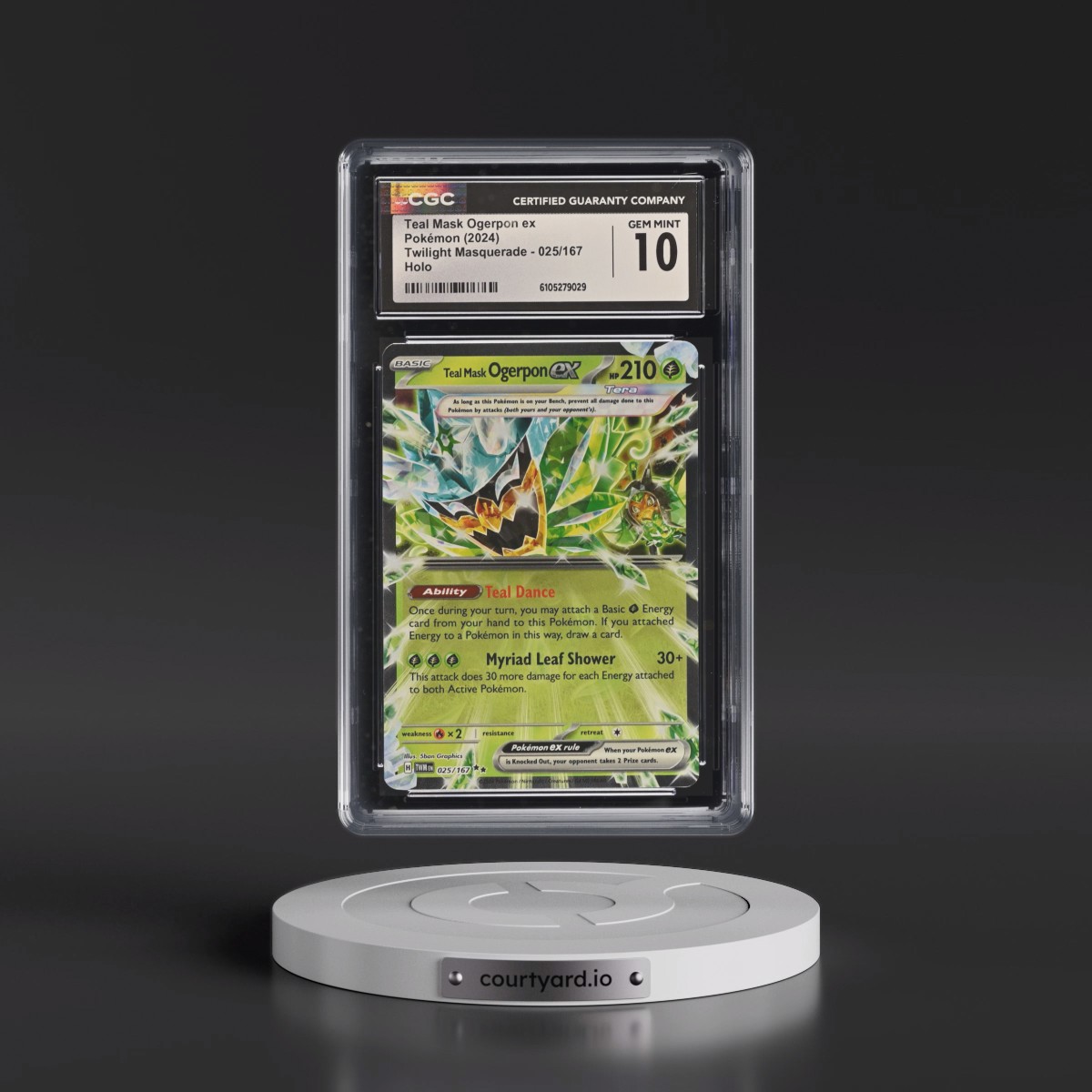 2024 Pokémon Twm EN-Twilight Masquerade #025 Teal Mask Ogerpon EX - Holo (CGC 10 GEM MINT)