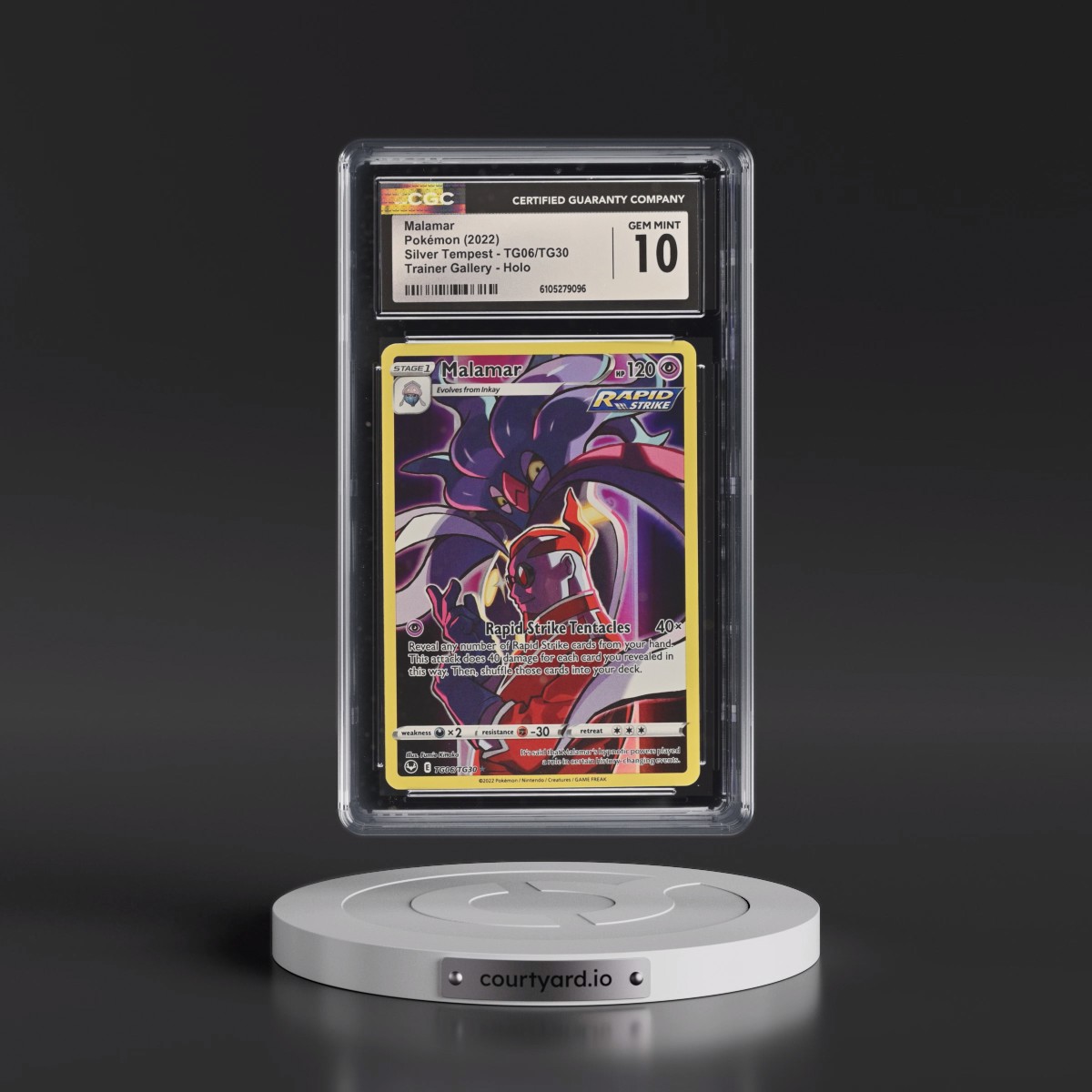 2022 Silver Tempest #TG06/TG30 Malamar - Trainer Gallery Holo (CGC 10 GEM MINT)
