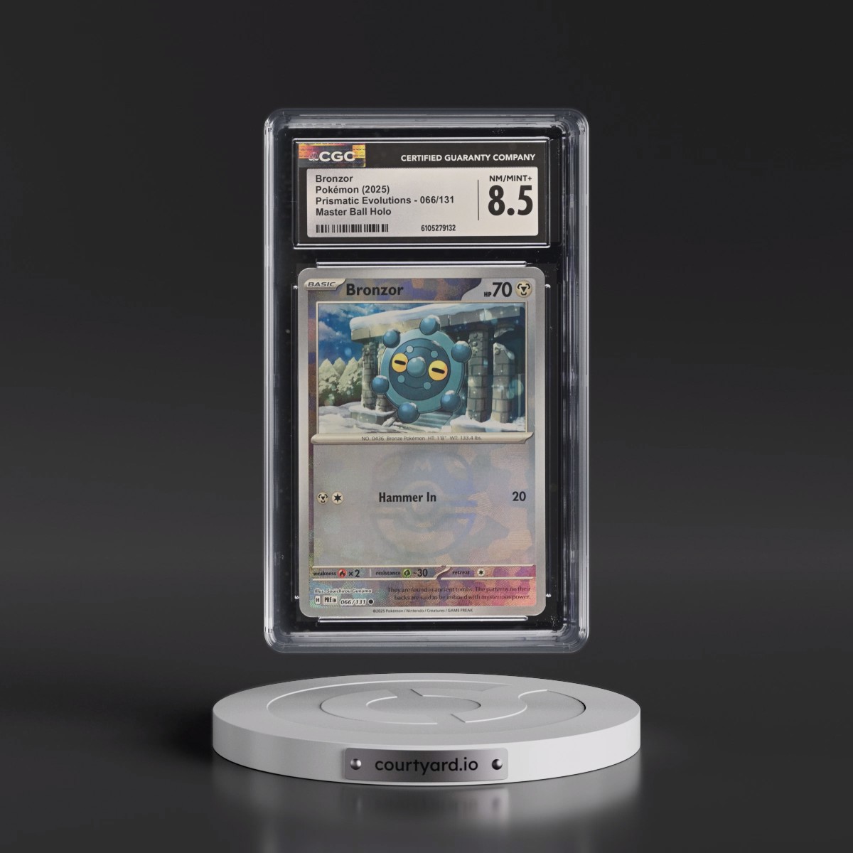 2025 Pokémon Pre EN-Prismatic Evolutions #066 Bronzor - Reverse Holo Master Ball (CGC 8.5 NM-MT+)