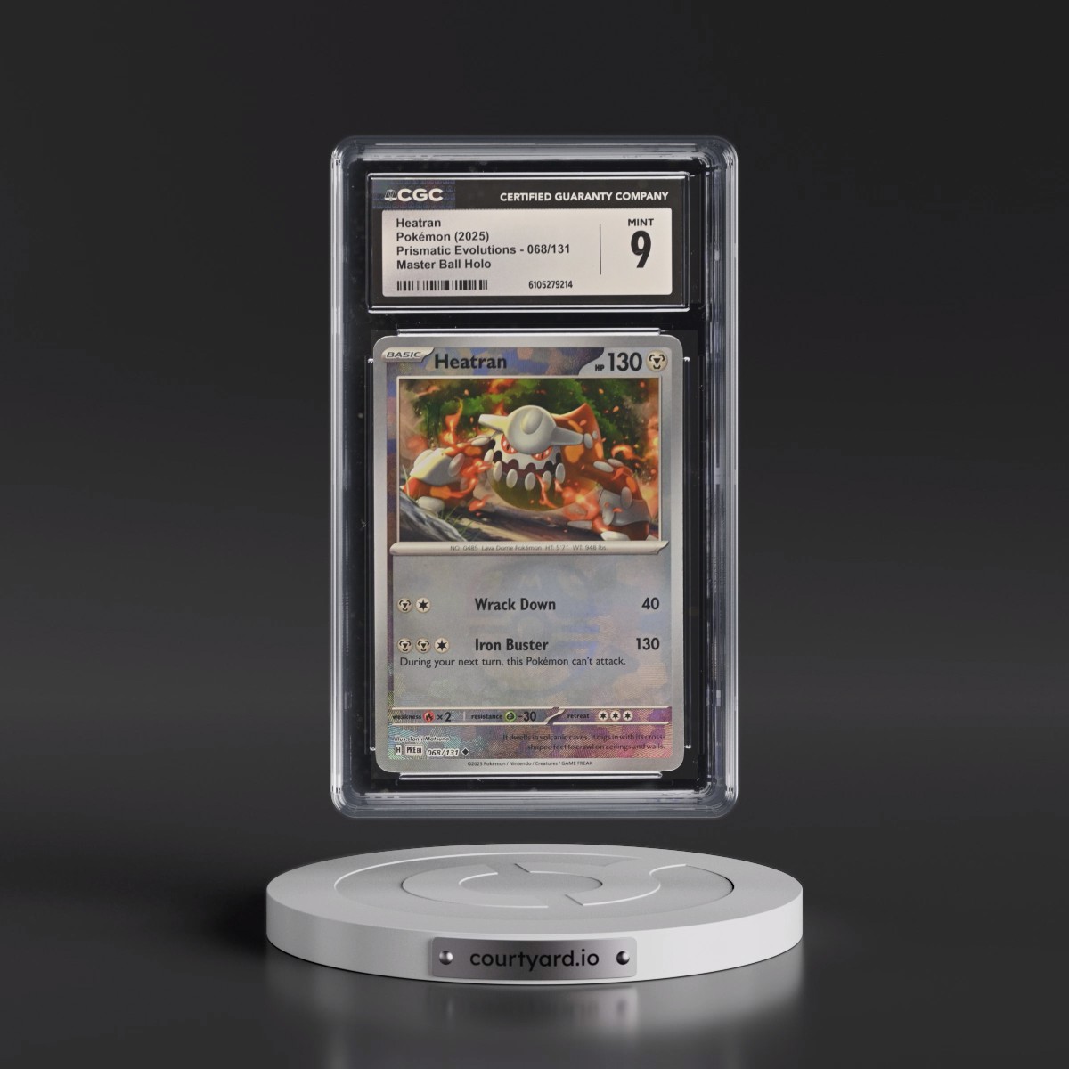 2025 Pokémon Pre EN-Prismatic Evolutions #068 Heatran - Reverse Holo Master Ball (CGC 9 MINT)
