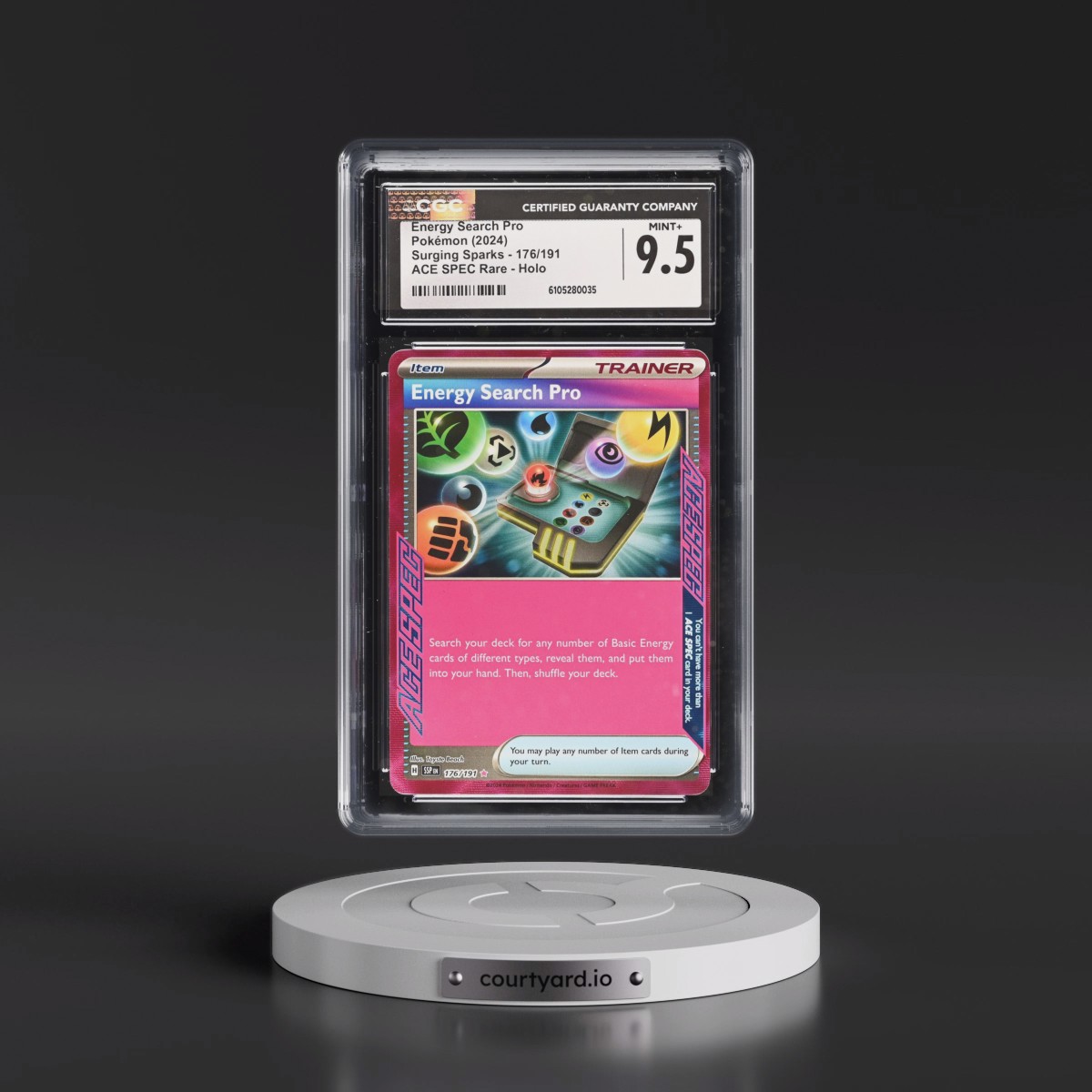 2024 Surging Sparks - SSP EN #176/191 Energy Search Pro - ACE SPEC Rare Holo (CGC 9.5 MINT+)