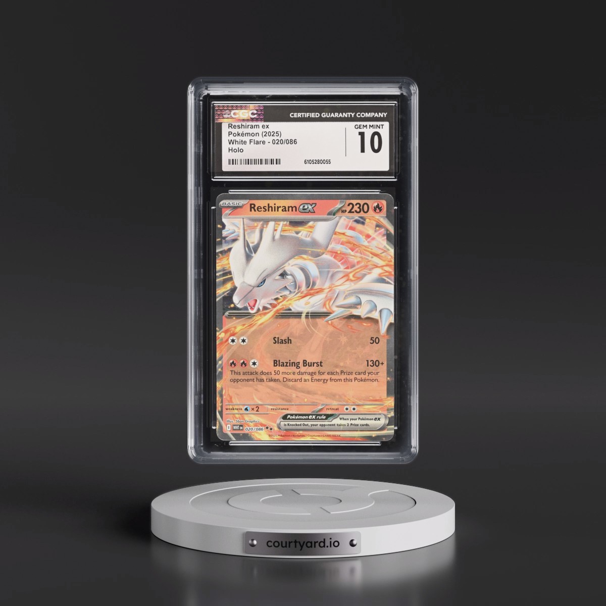 2025 White Flare - WHT EN #020/086 Reshiram ex - Holo (CGC 10 GEM MINT)