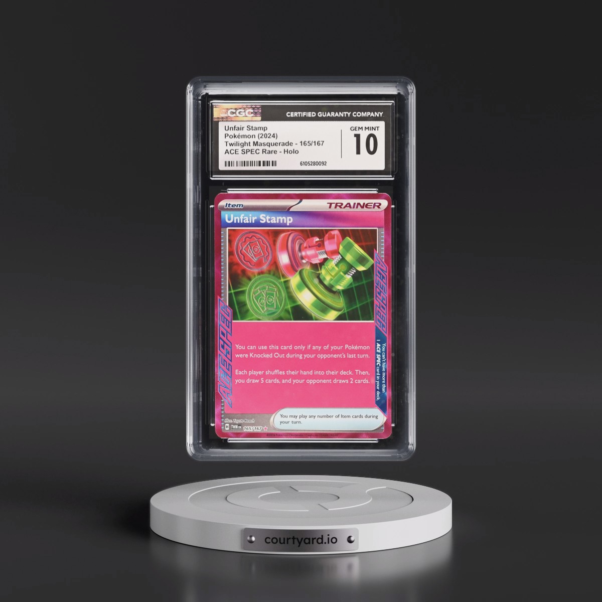 2024 Twilight Masquerade - TWM EN #165/167 Unfair Stamp - ACE SPEC Rare Holo (CGC 10 GEM MINT)