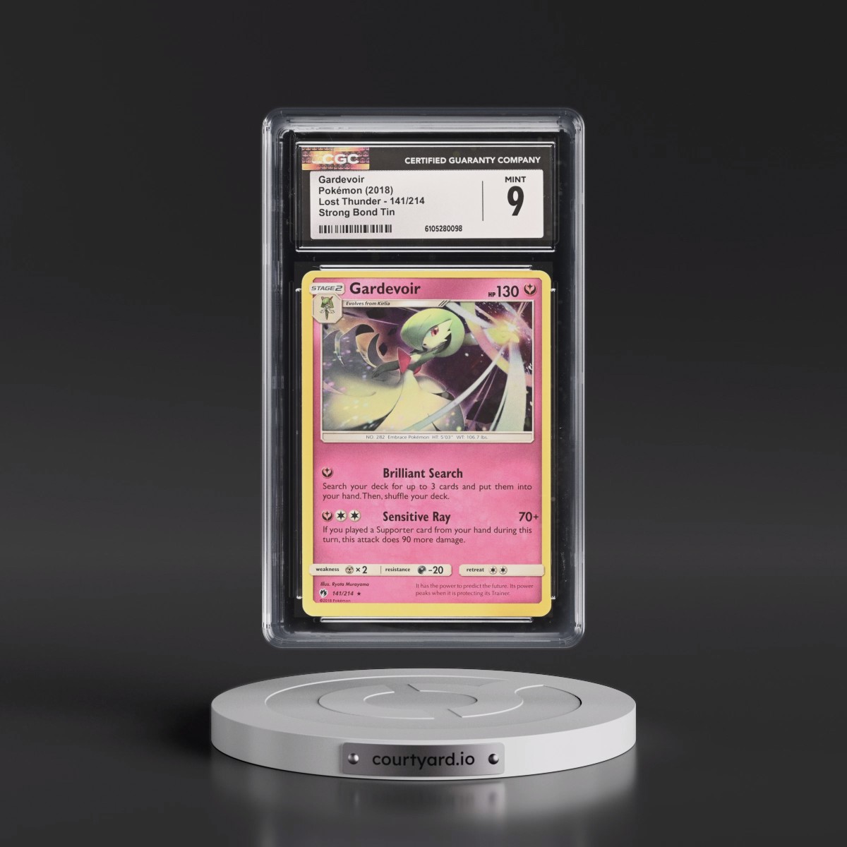 2018 Lost Thunder #141/214 Gardevoir - Strong Bond Tin (Cosmos Holo) (CGC 9 MINT)