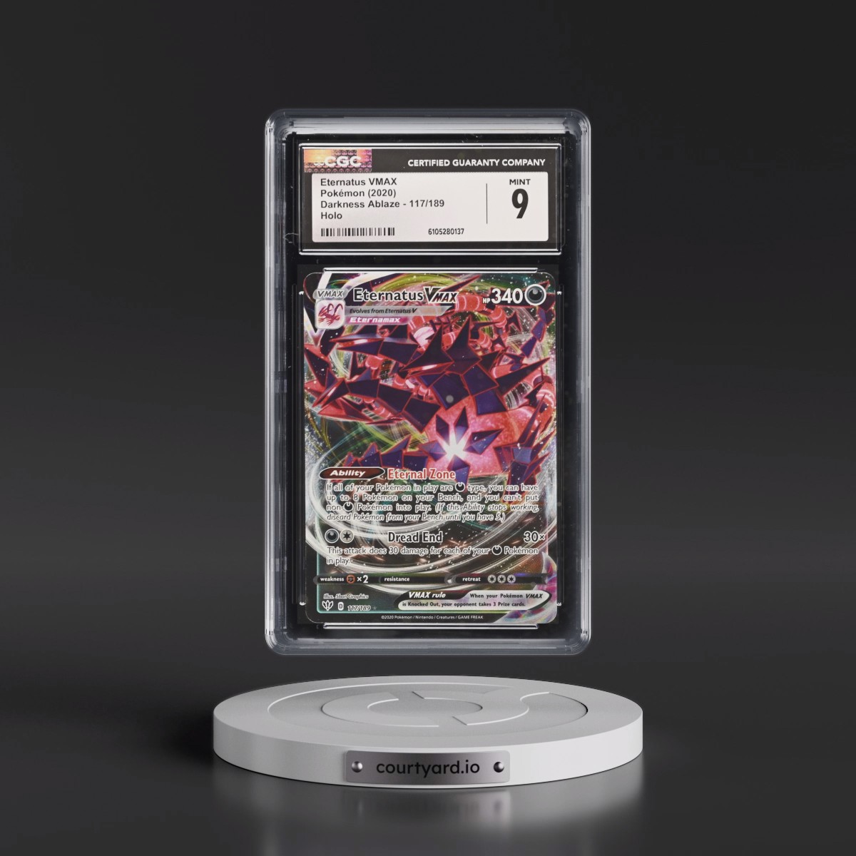 2020 Darkness Ablaze #117/189 Eternatus VMAX - Holo (CGC 9 MINT)