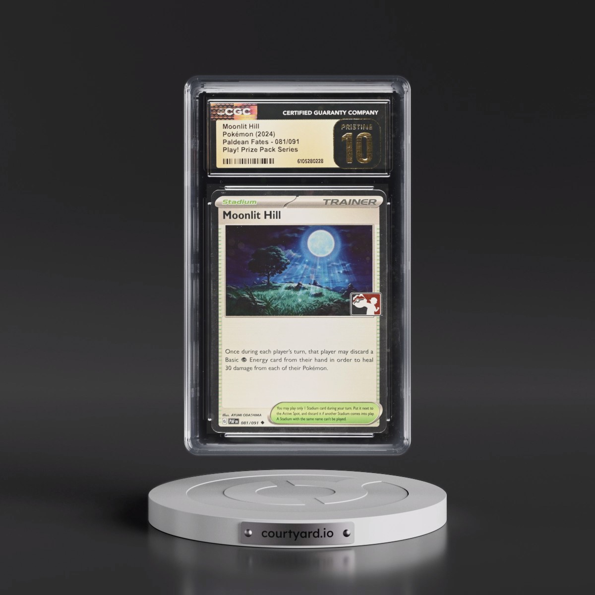 2024 Paldean Fates - PAF EN #081/091 Moonlit Hill - Play! Pokémon Prize Pack Series Cosmos Holo (Holo) (CGC 10 PRISTINE)