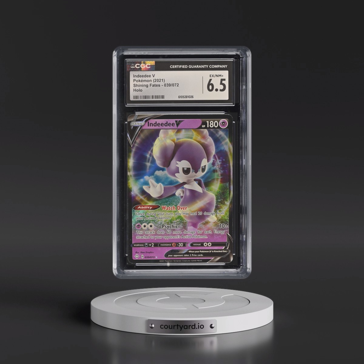 2021 Shining Fates #039/072 Indeedee V - Holo (CGC 6.5 EX-NM+)