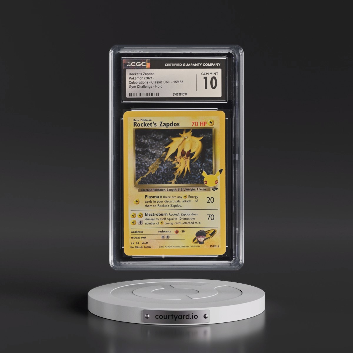 2021 Celebrations - Classic Collection #15/132 Rocket's Zapdos - Gym Challenge Holo (CGC 10 GEM MINT)